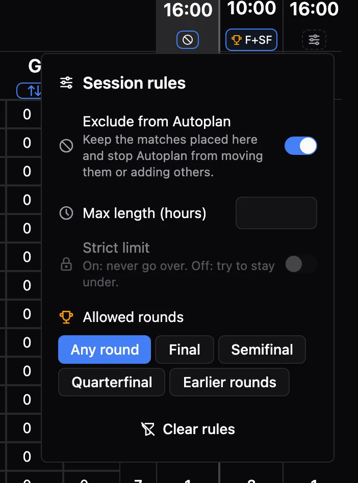 Session rules